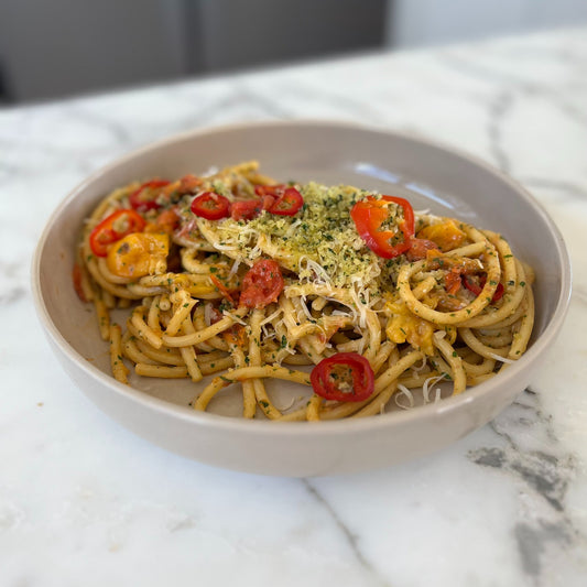 Pasolivo Roasted Tomato Bucatini with Garlic & Herb Breadcrumbs Recipe