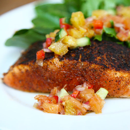 Pasolivo Blackened Salmon with Citrus Salsa Recipe 