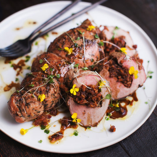 Pasolivo Bacon and Onion Jam Stuffed Pork Tenderloin Recipe