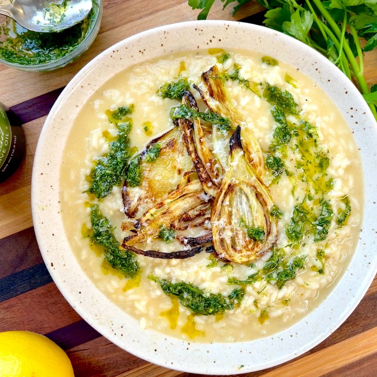 Fennel Risotto with Basil Fennel Gremolata