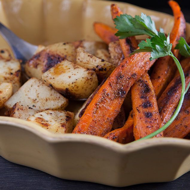 Roasted Potatoes and Carrots –